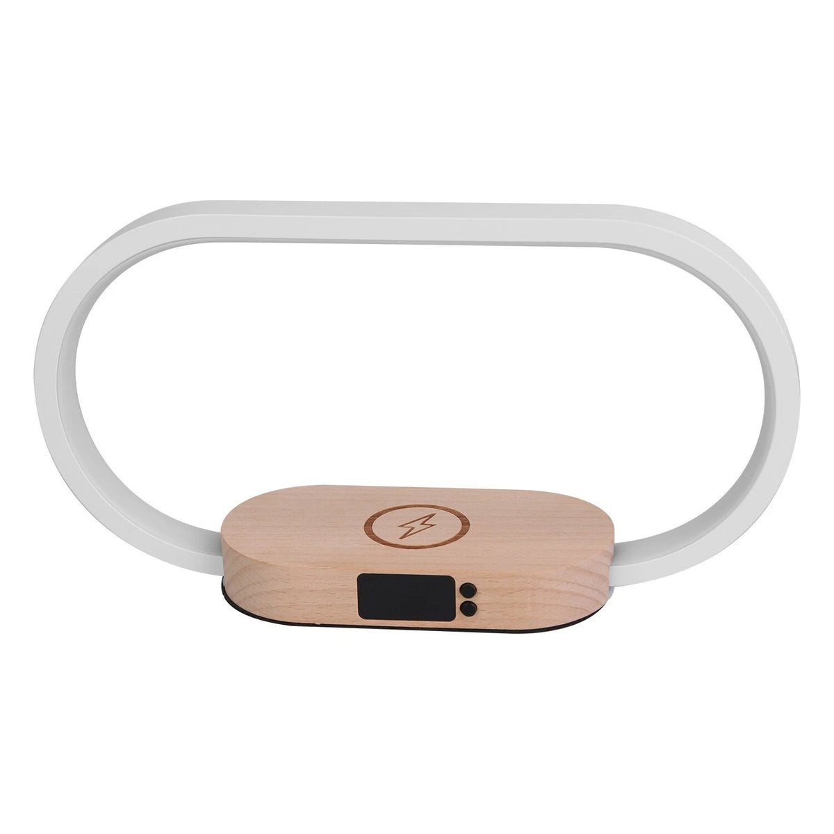 Modern LED Bedside Lamp with Wireless Charger, USB Port & Clock Hub