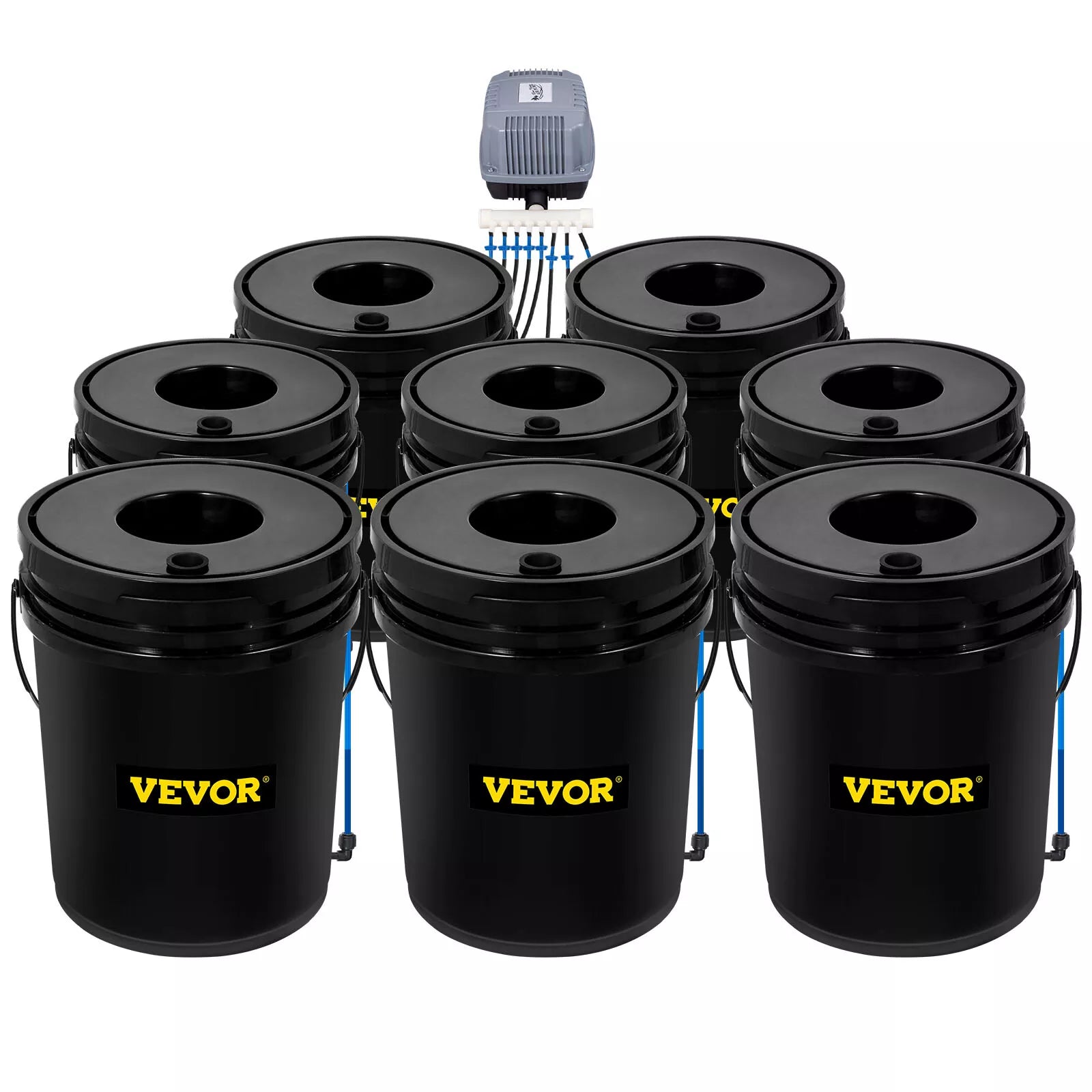 8-Bucket DWC Hydroponic System 5 Gallon Capacity