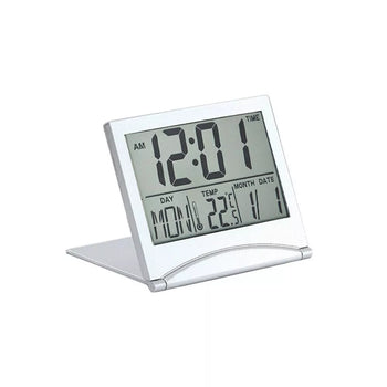 Compact Digital Travel Alarm Clock with LCD Display Temperature Timer