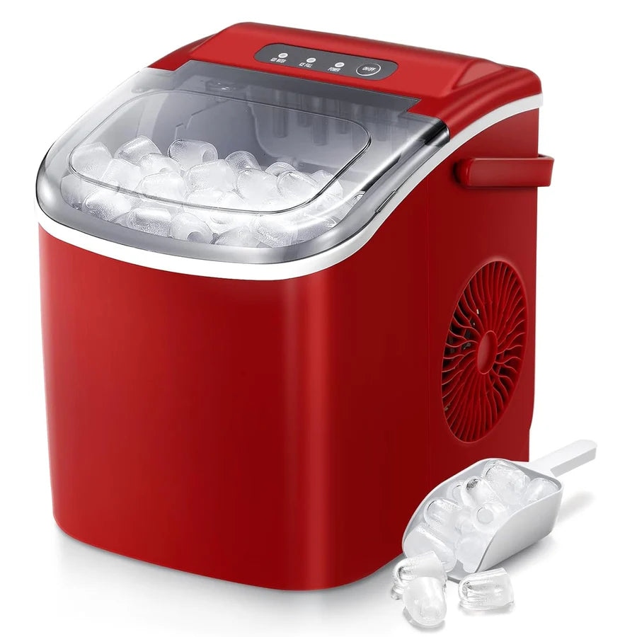Portable Countertop Ice Maker with Handle 26 lbs Daily Self-Cleaning