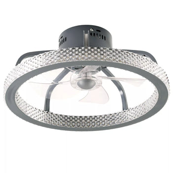 Flush Mount Ceiling Fan with LED Light Bluetooth Speaker & Remote