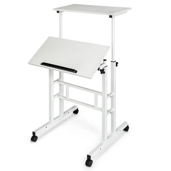 Adjustable Stand Up Laptop Desk with Wheels  Office Workstation