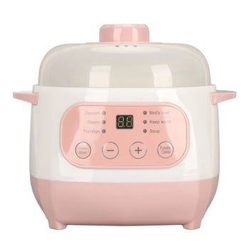 1L Ceramic Electric Stew Pot Slow Cooker with Timer & Lid 200W