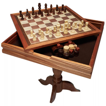 wooden chess table set