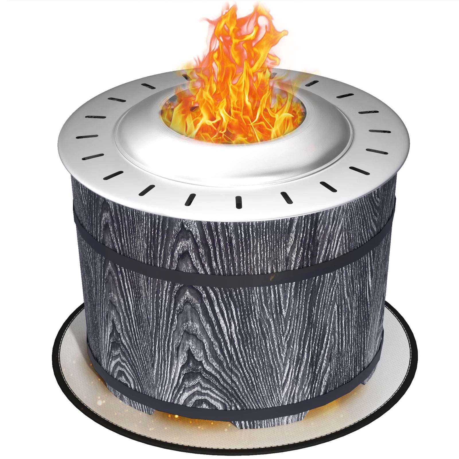 Smokeless Outdoor Fire Pit with Heat-Resistant Mat, Round 20