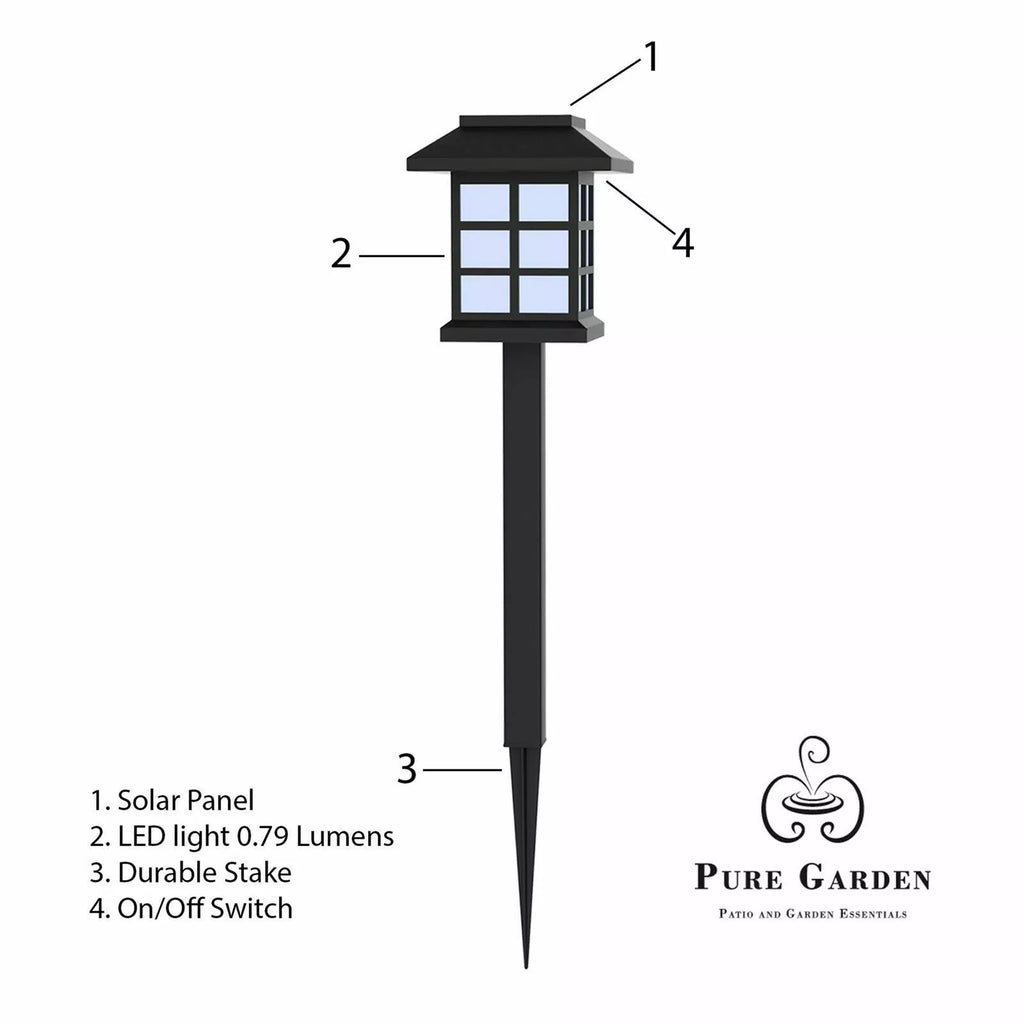 Solar LED Lantern Pathway Lights Set of 6 Outdoor Lamps