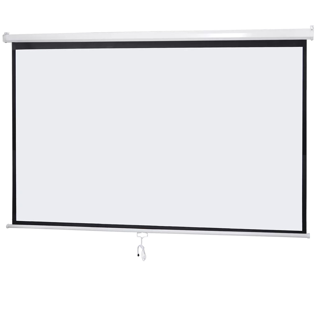 100-Inch 16:9 HD Manual Pull Down Projector Screen Home Theater