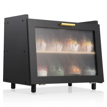 Double Layer Wooden Bread Box with Clear Door Large Storage