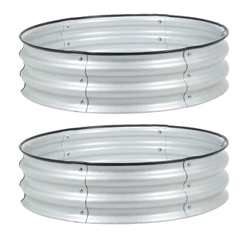 Set of 2 Round Metal Raised Garden Beds Heavy-Duty Planters