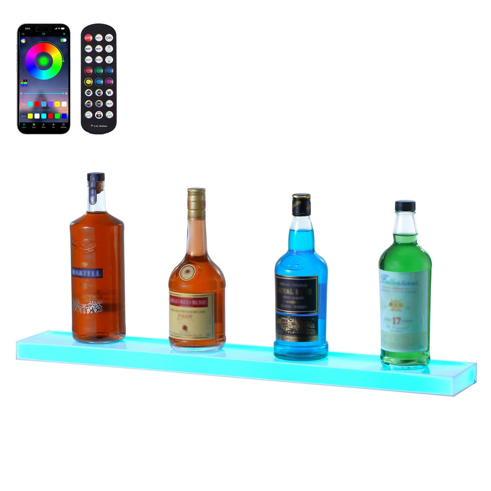 30" LED Liquor Bottle Display Shelf with Remote & App Color Control