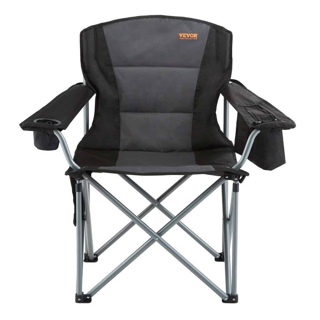 Foldable Outdoor Camping Chair with Storage Pockets and Cup Holder