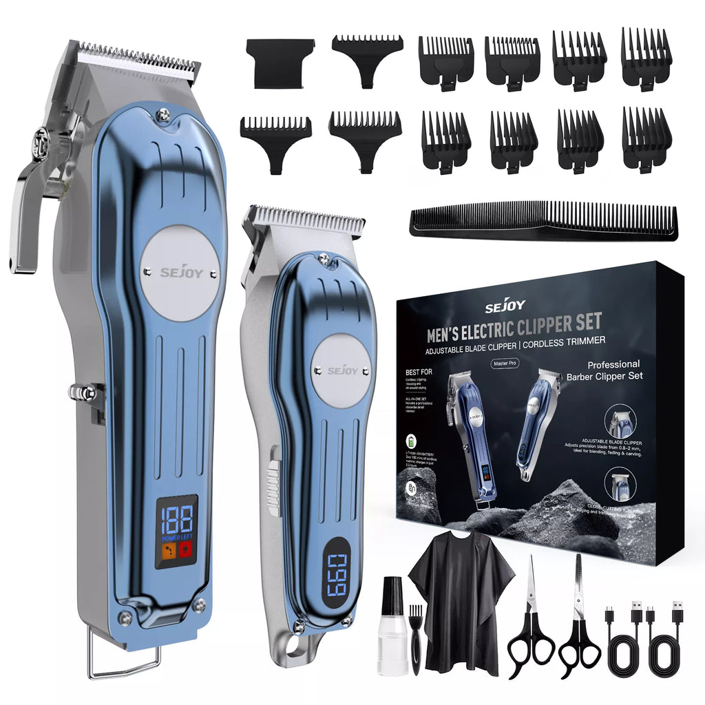 Cordless Hair Clippers & Trimmer Kit LED Display & Accessories