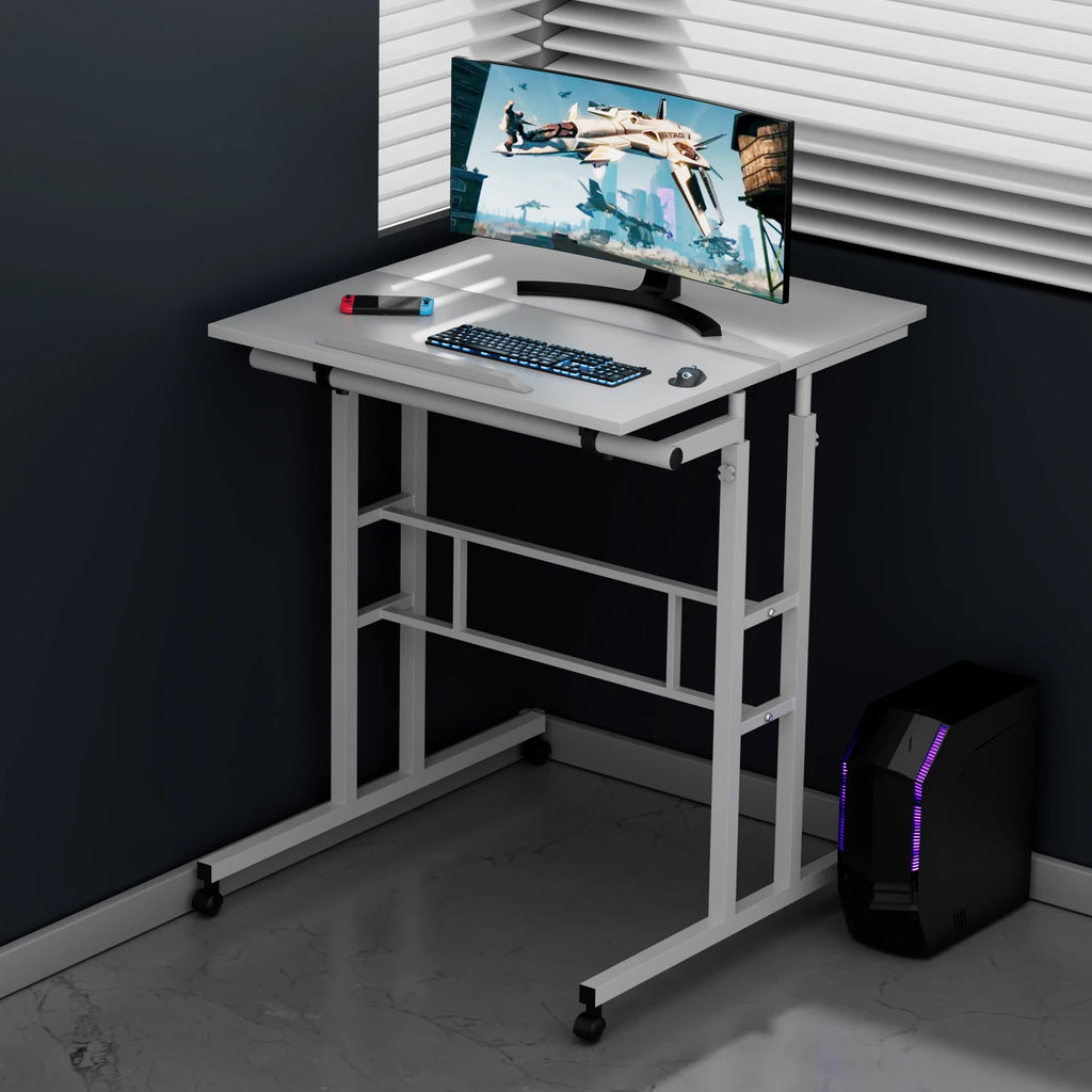 Adjustable Stand Up Laptop Desk with Wheels  Office Workstation