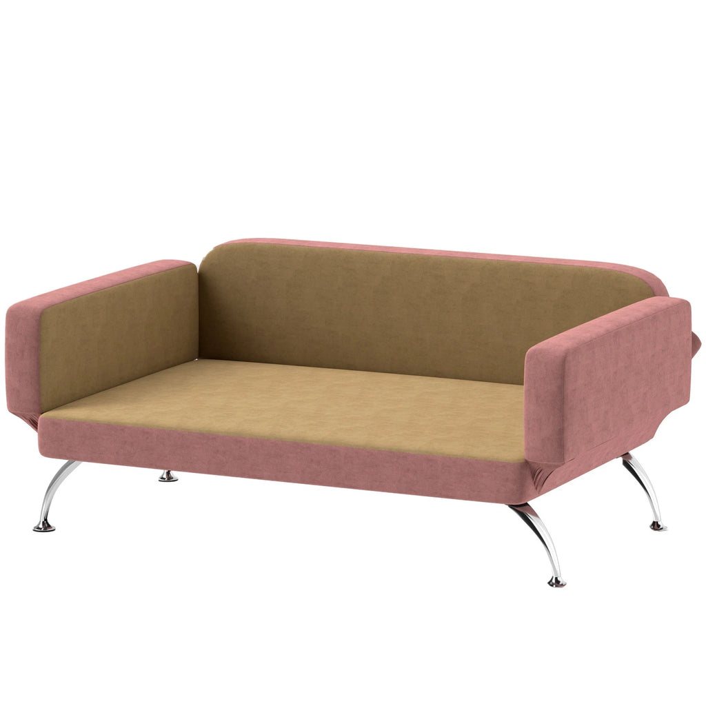Adjustable Pet Sofa Bed for Dogs with Armrests and Backrest, Pink Furniture