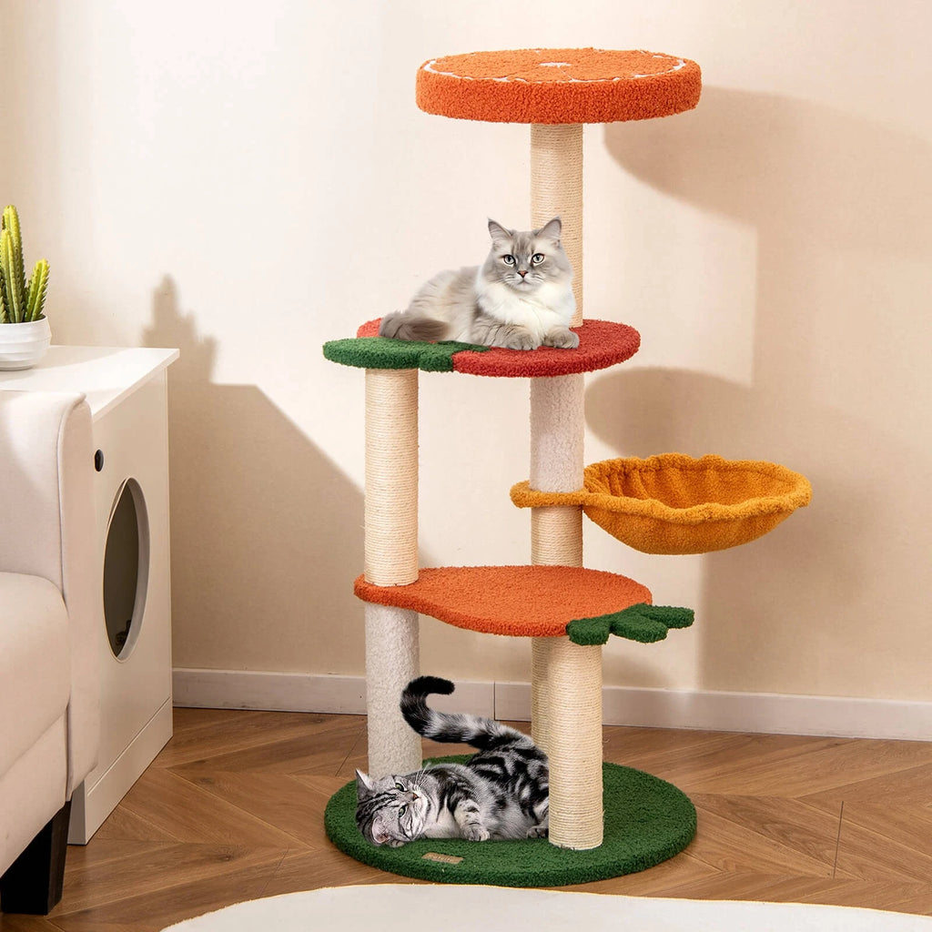 Cat Tree with Hammock, Scratching Posts & Perch Colorful