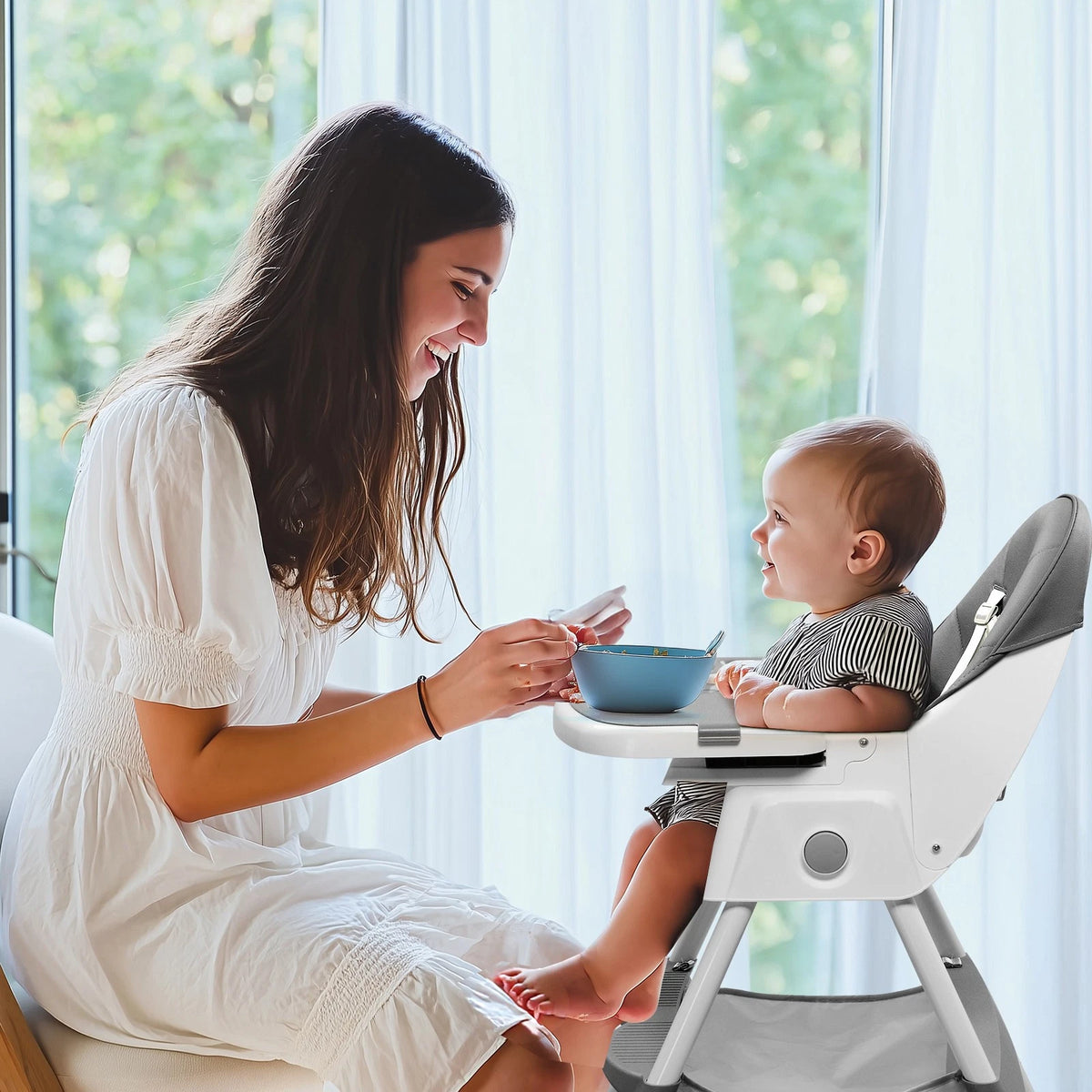 6-in-1 Convertible Baby High Chair with Tray Rocking Seat for Toddlers