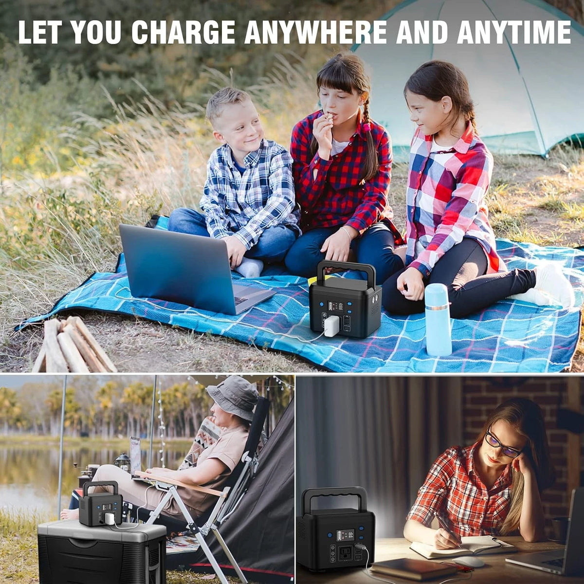 Portable 200W Power Station with Solar Charging, AC/DC & USB Ports