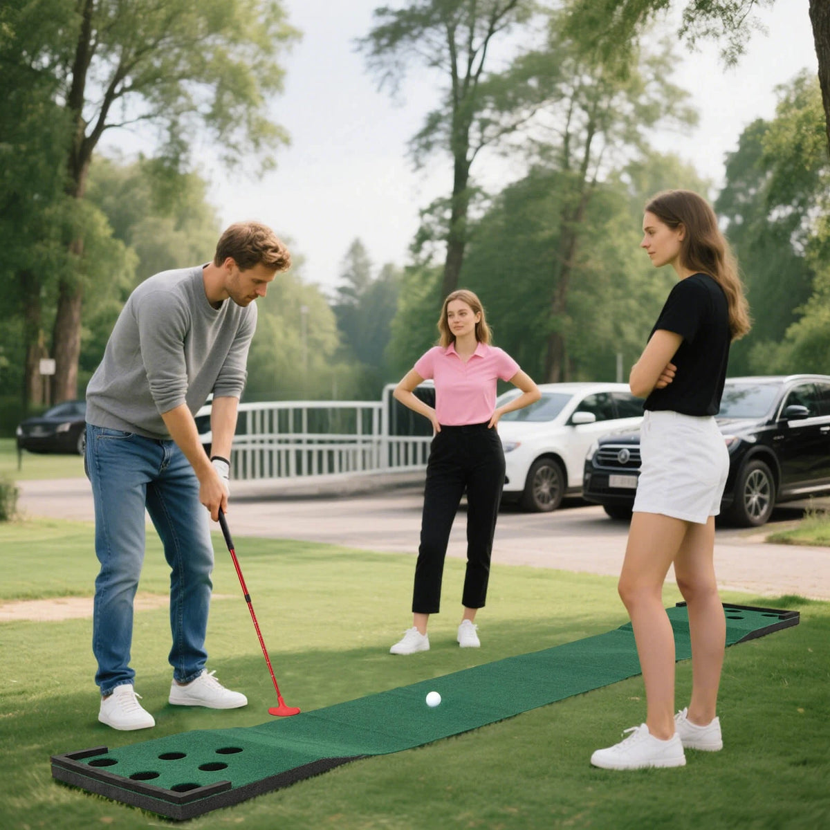 11FT Golf Putting Game Set with Adjustable Putters, Balls & Carry Bag