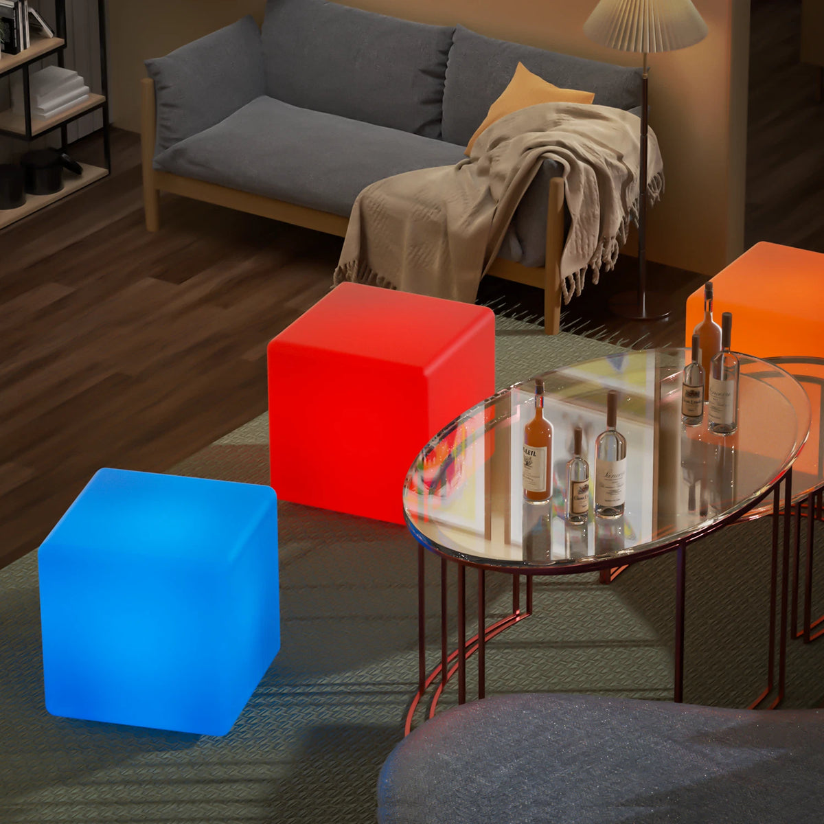 16" LED Cube Bar Stool Chair with Remote Control and 16 RGB Colors