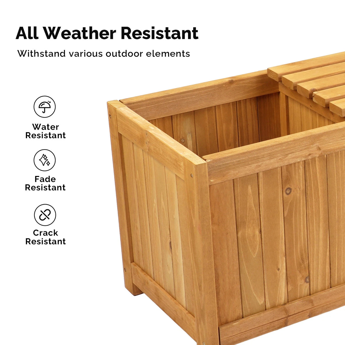 2-in-1 Wooden Garden Bench with Planter Box for Porch and Backyard