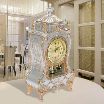 Retro Desk & Wall Clock with Pendulum and Music Antique Style Decor