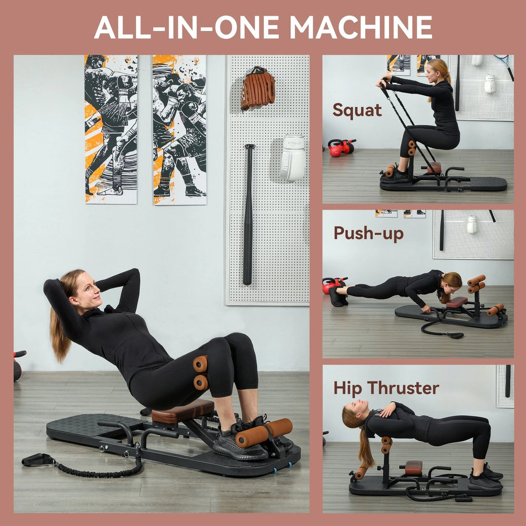 Foldable Sissy Squat Hip Thrust Machine with Push Up Stand Home Gym