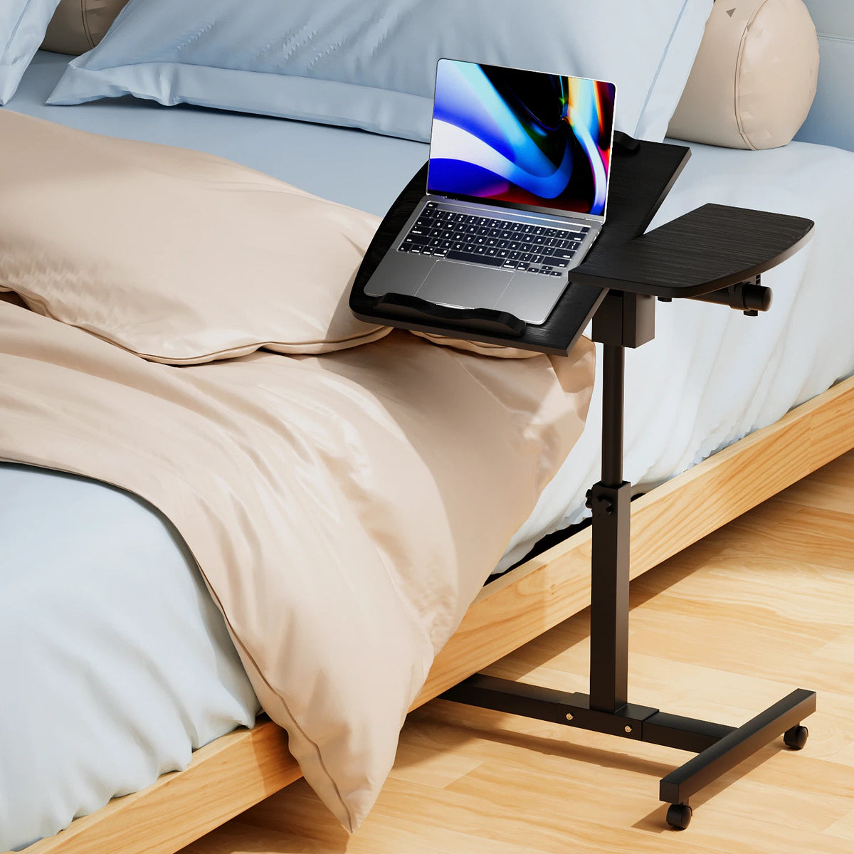 Adjustable Rolling Laptop Desk with Swivel & Height Control
