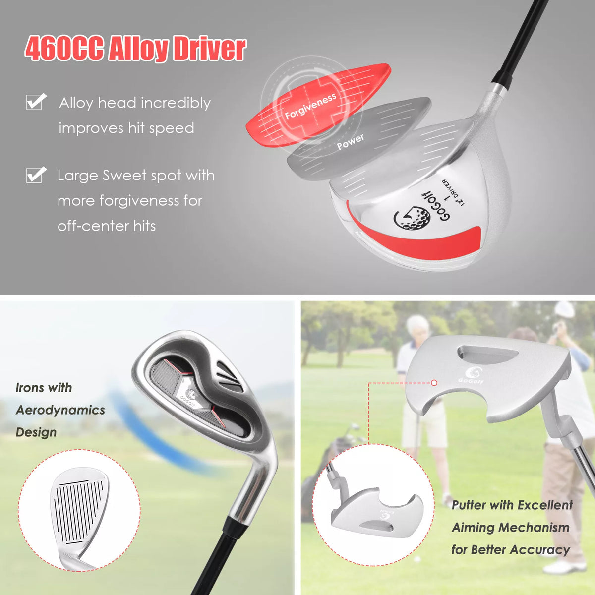 10-Piece Red Women’s Golf Club Set with Bag, Driver & Hybrid Clubs
