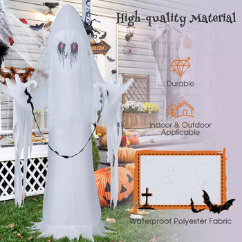 8ft Halloween Ghost Bride Inflatable with Flame LED Lights for Outdoor Decor