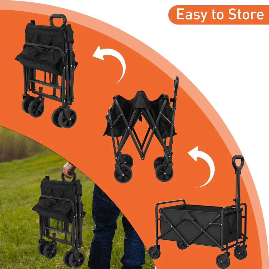 Lightweight Collapsible Wagon Utility Cart with Wheels Black