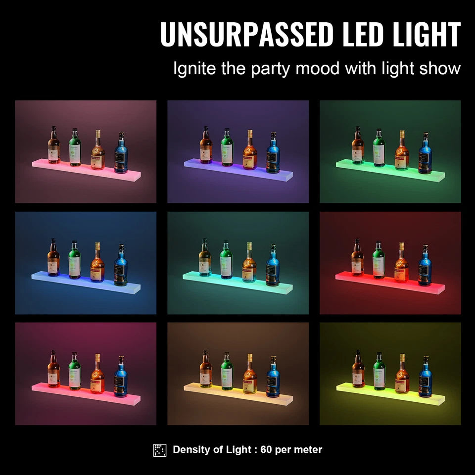 30" LED Liquor Bottle Display Shelf with Remote & App Color Control