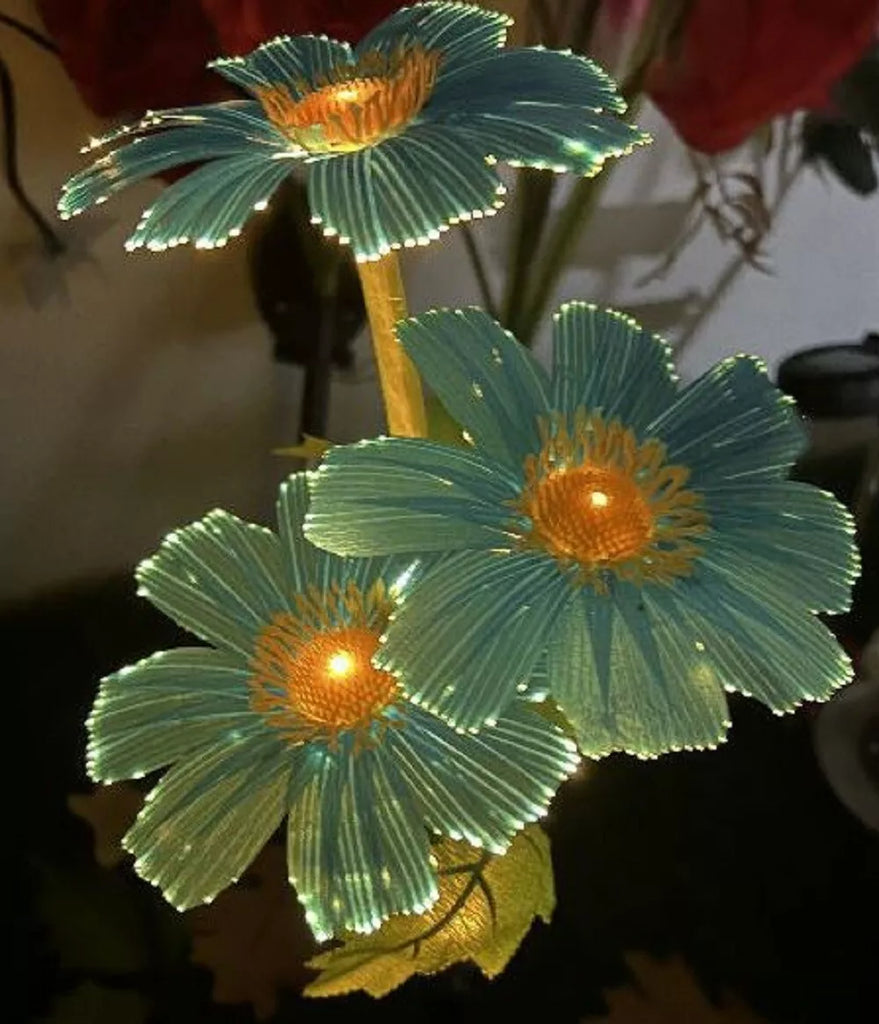 2pcs Solar Daisy Flower Stake Lights Outdoor Garden Decor