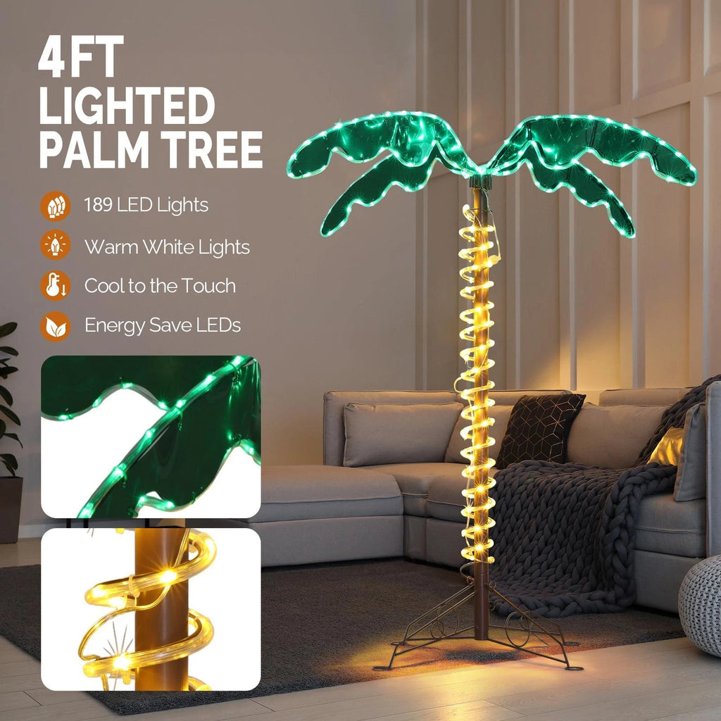 Tropical 4FT LED Coconut Tree for Outdoor Christmas and Patio Decoration
