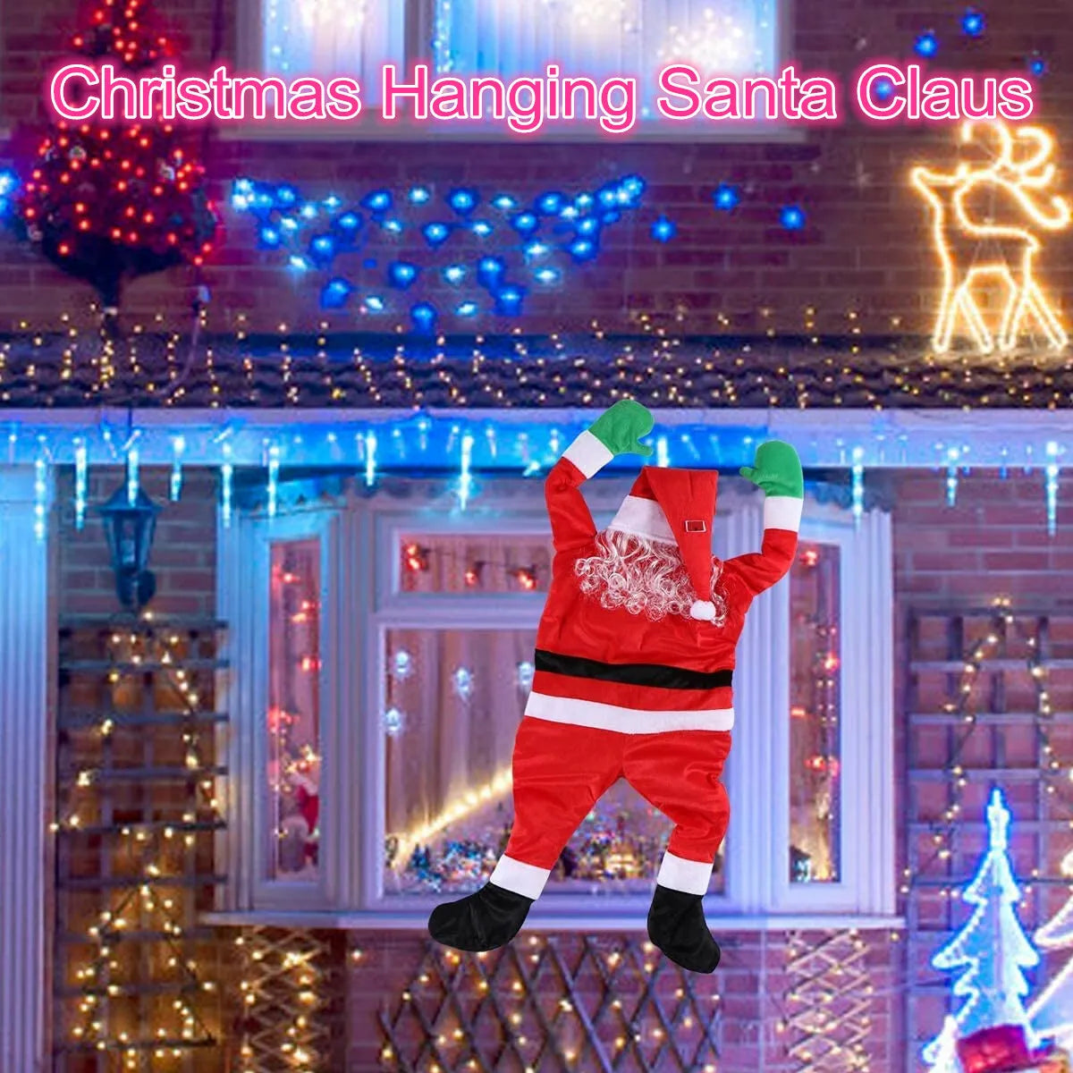 42" Hanging Climbing Santa Claus Decoration Indoor Outdoor