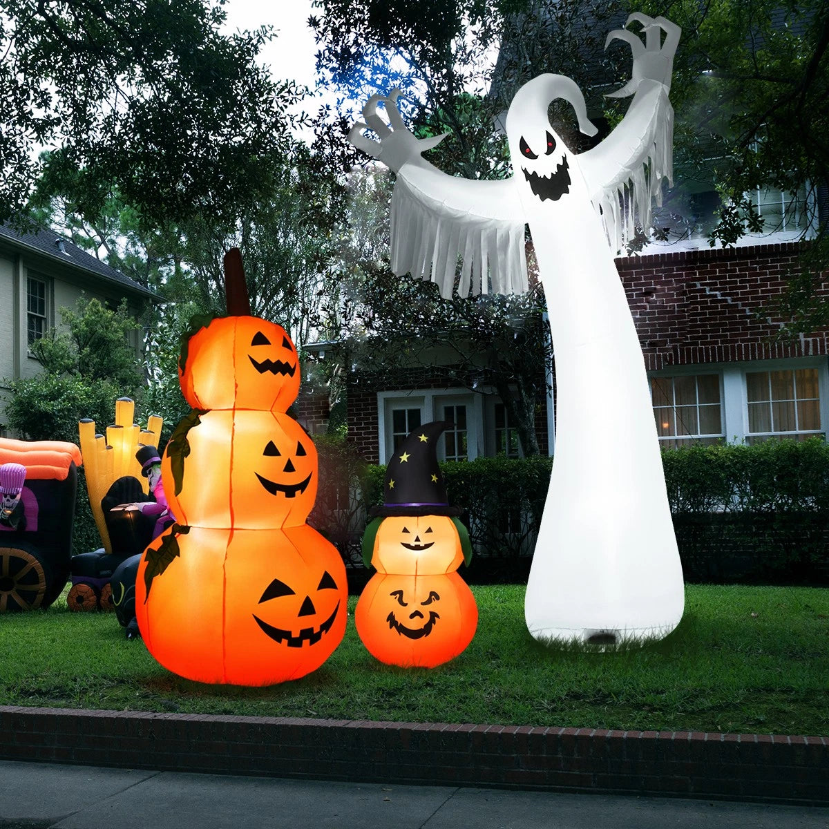 12FT Giant Halloween Inflatable Ghost with LED Lights for Outdoor Yard