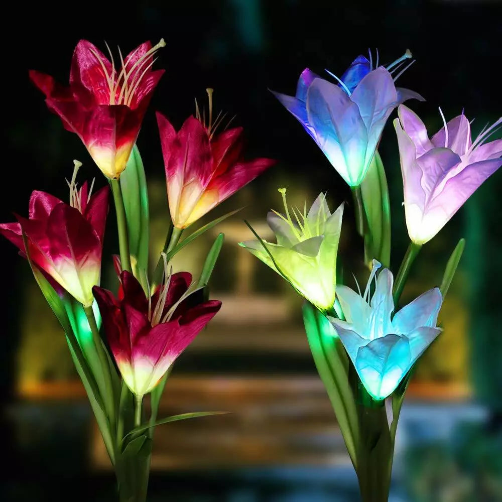 Color-Changing Solar Lily Flower Garden Stake Lights 2pcs