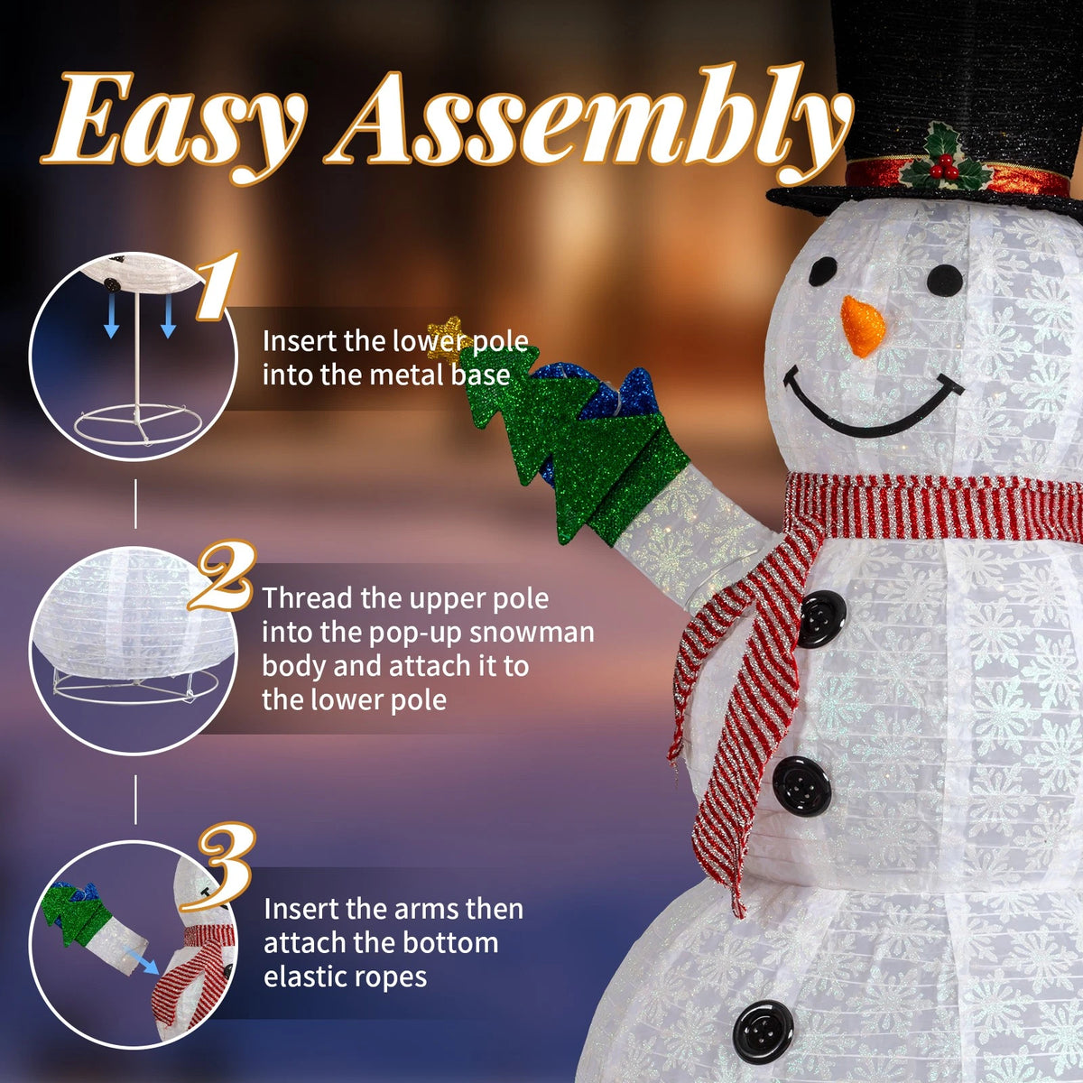 5.7FT Lighted Snowman with Mini Tree for Indoor Outdoor Christmas Displays