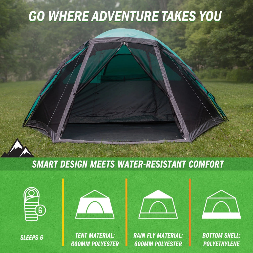 6-Person Cabin Tent with Screen Room Family Outdoor Camping