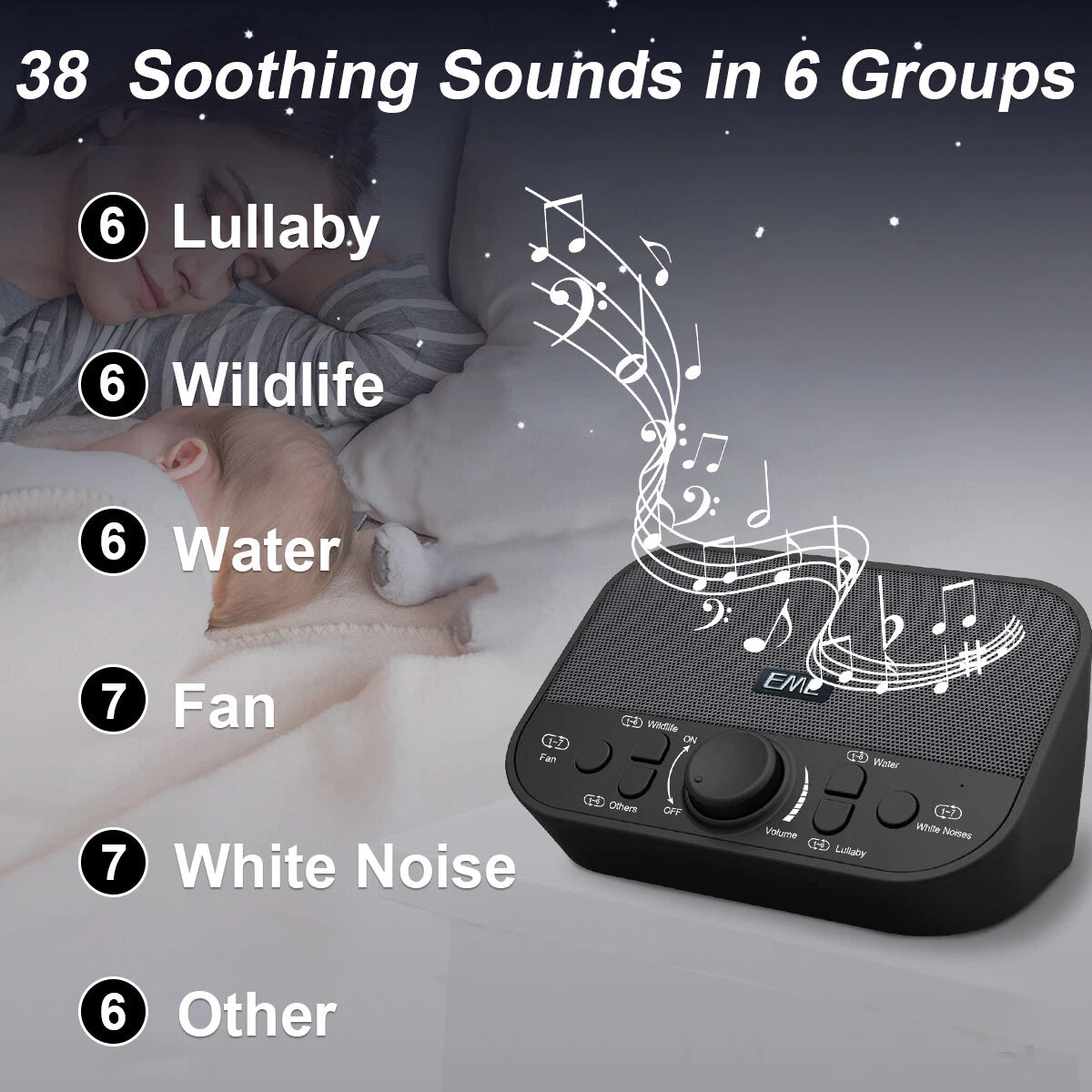 Portable White Noise Machine with 38 Sounds for Sleep and Relaxation