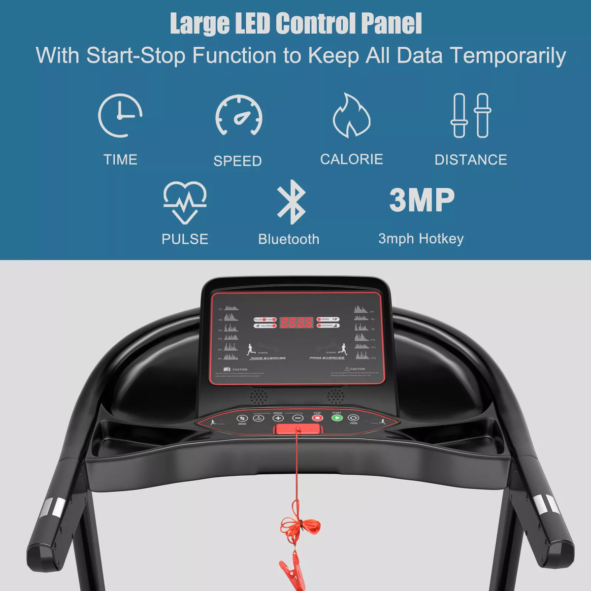 Compact 2.25HP Electric Folding Treadmill with APP LED Display