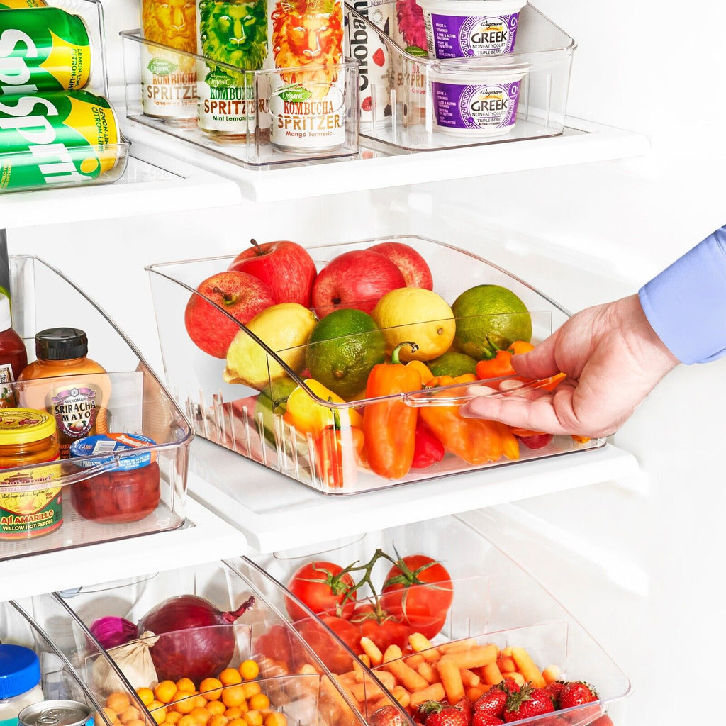 Clear Acrylic Fridge Organizer Bins 3-Pack Roll Out Storage Solution