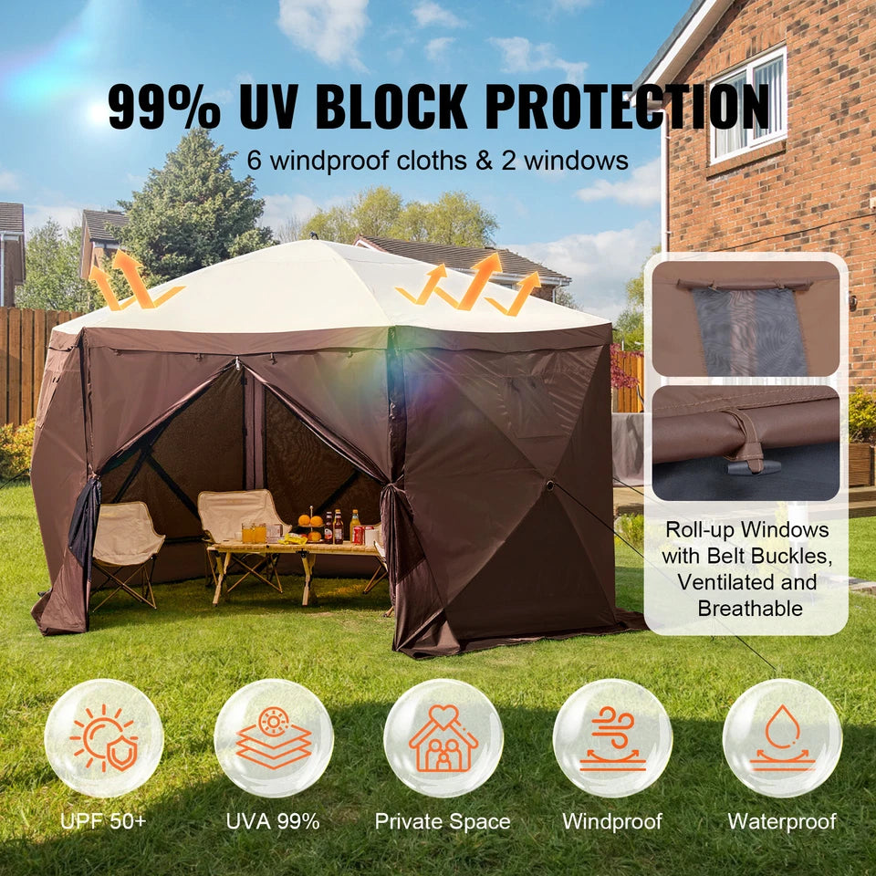12.5x12.5 FT Pop-Up Camping Gazebo Tent with Mesh and Wind Panels