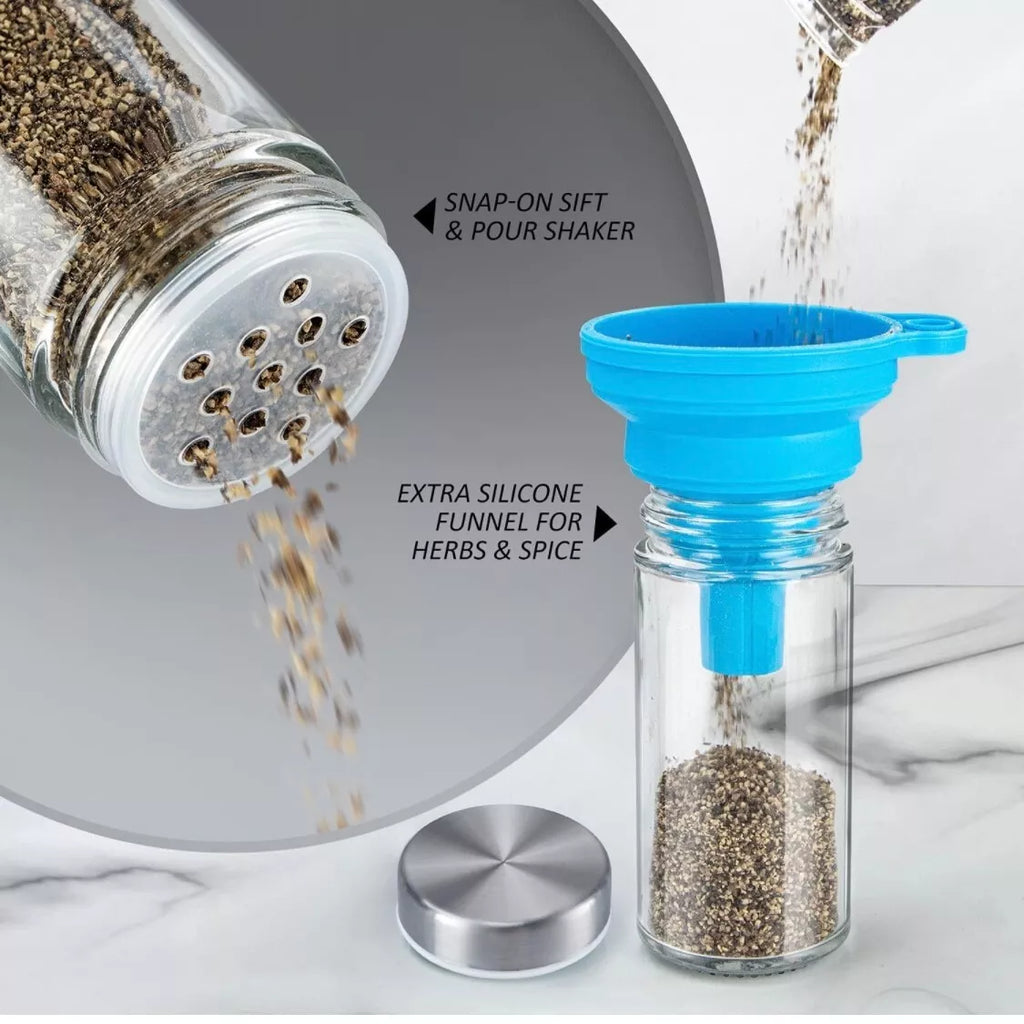 16 Jar Rotating Spice Rack Organizer with Glass Jars and Label Set