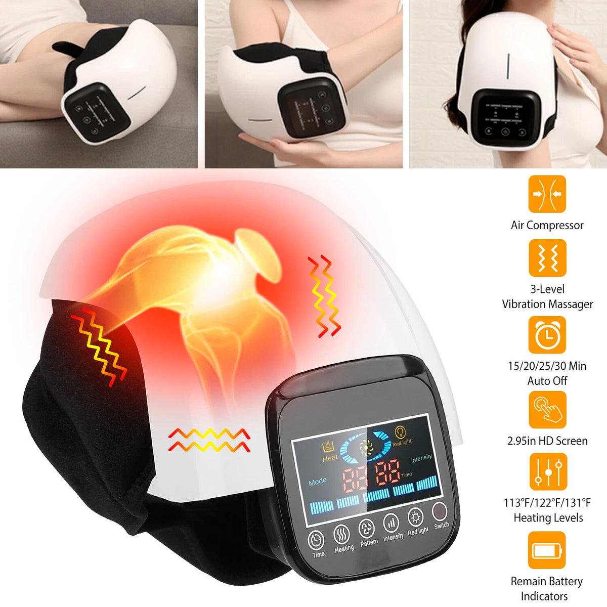 Knee Massager Infrared Heat Vibration Compression Brace Rechargeable