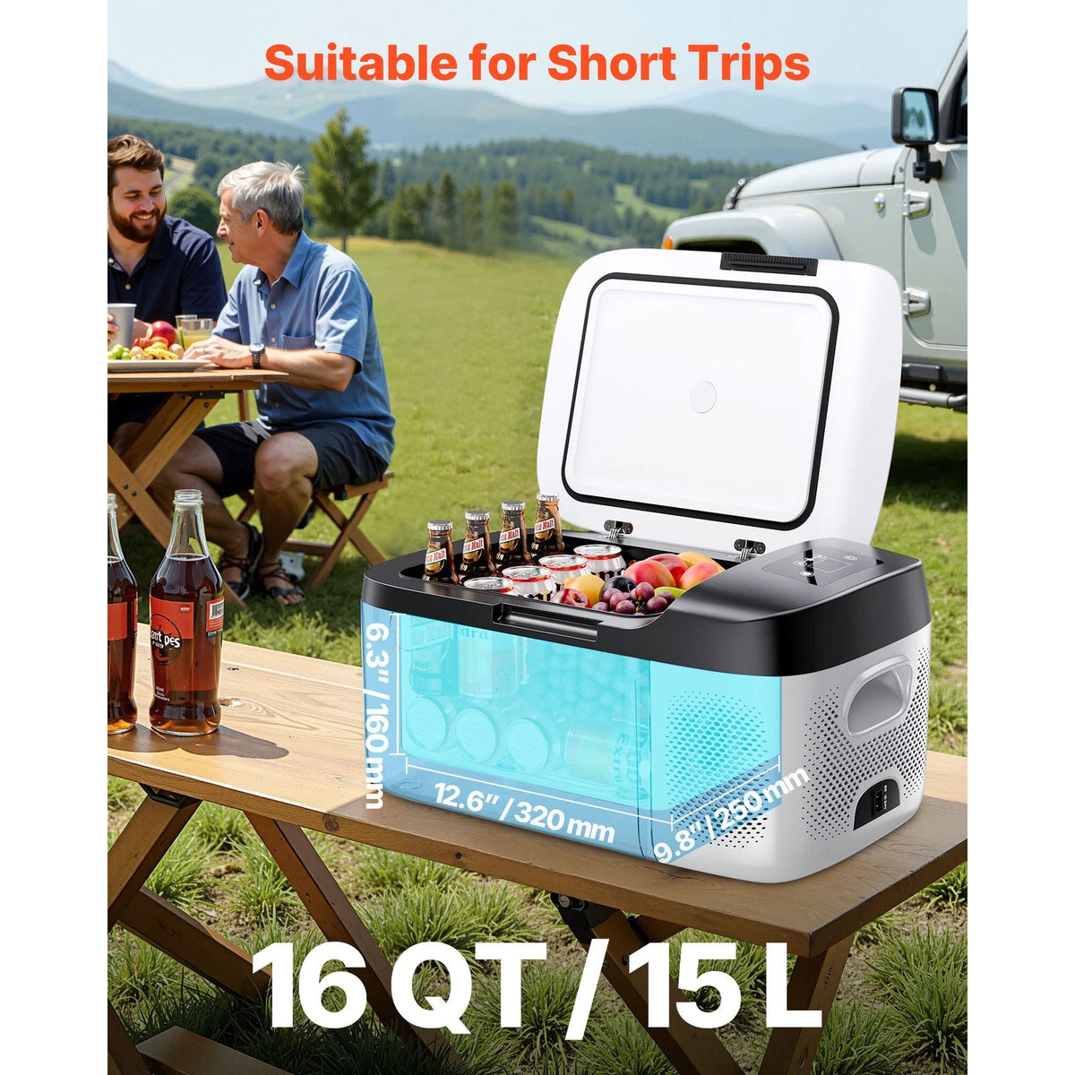15L Portable Car Fridge Freezer 12V RV Cooler with APP Control Unit