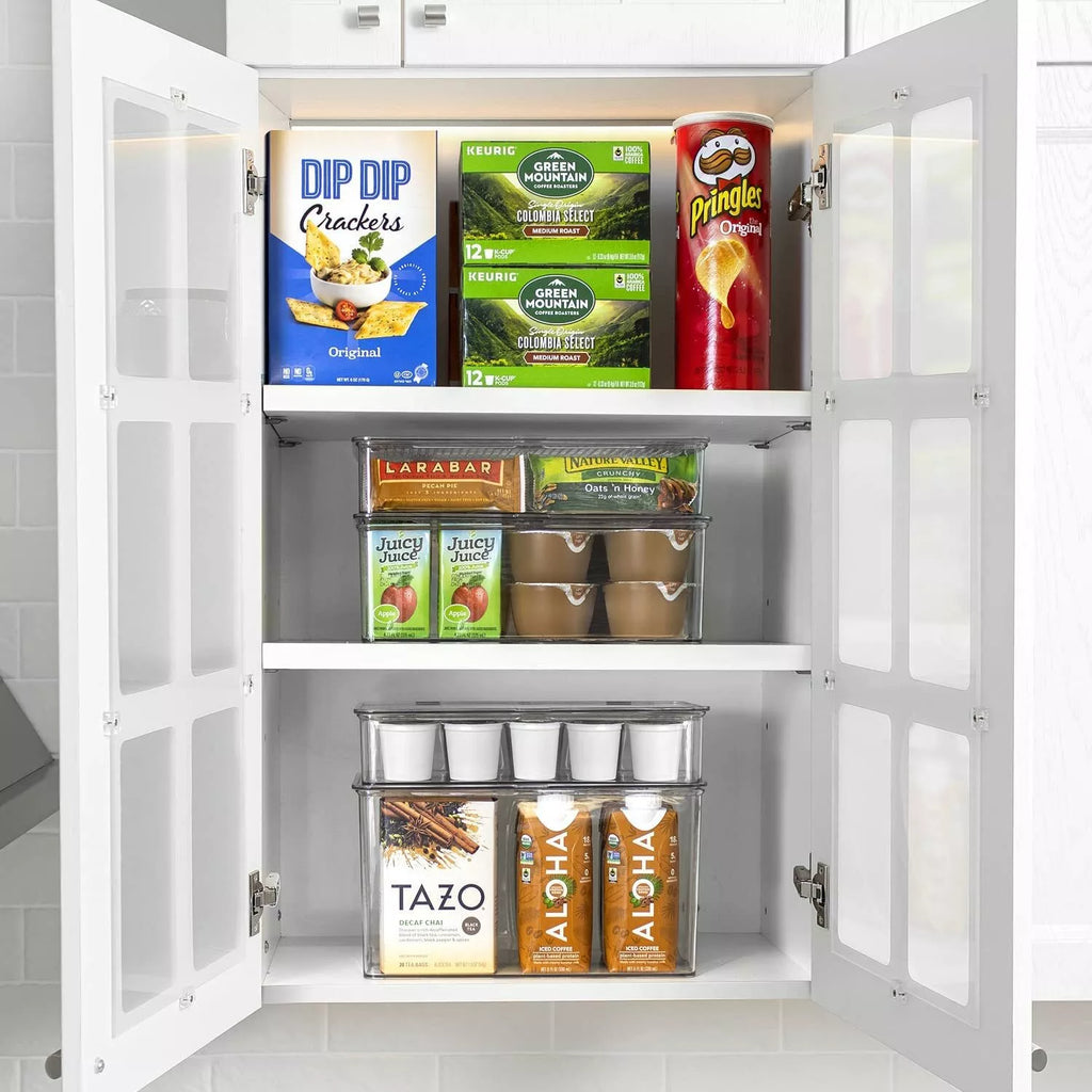 2-Pack Clear Storage Bins with Lids for Kitchen, Pantry, and Fridge Organization