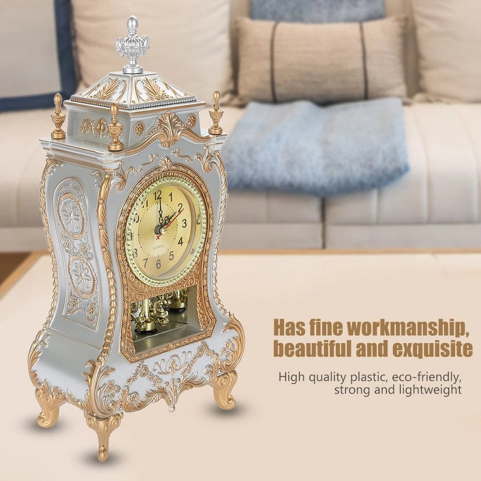 Retro Desk & Wall Clock with Pendulum and Music Antique Style Decor
