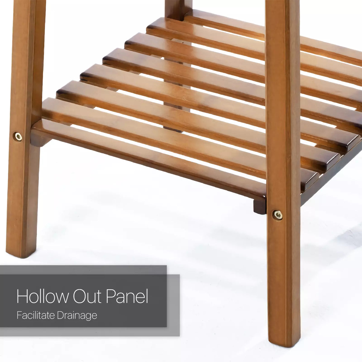 13" Bamboo 2-Tier Plant Stand Indoor/Outdoor Small Space Planter