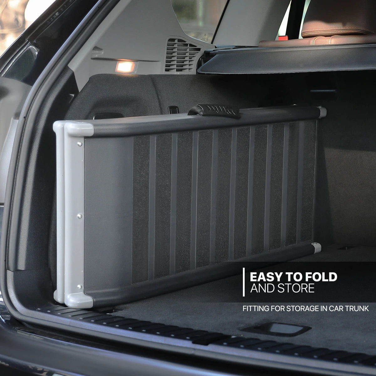 Foldable Dog Ramp with Steel Frame and Anti-Slip Surface for SUVs