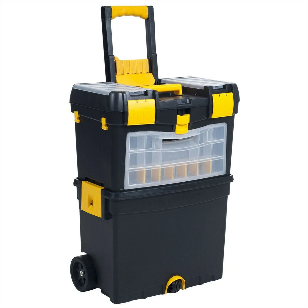 24.5" Rolling Tool Storage Box with Drawers and Organizer Trays